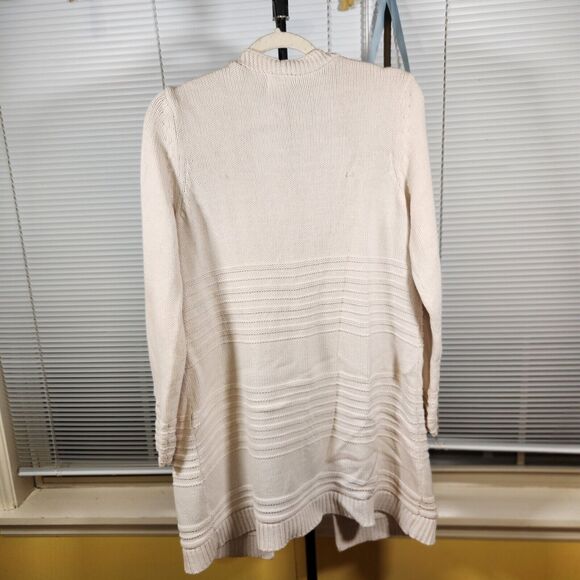 Old‎ Navy $45 Large Oversized Open Knit Cotton Blend Long Beige Ribbed Cardigan - Picture 5 of 11